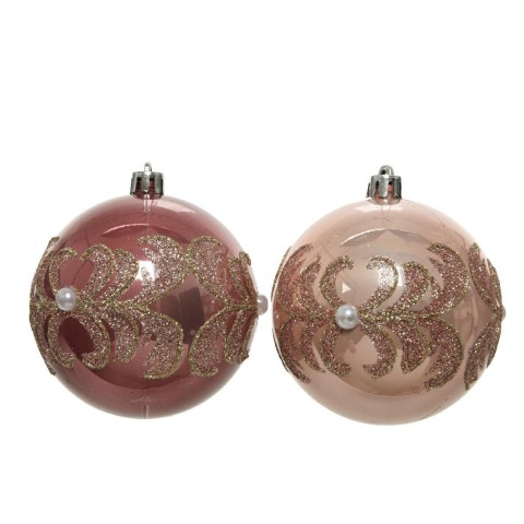 SFERA VELVET PINK D8 CON FIORI